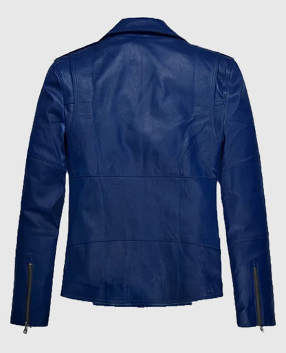 Antonio Banderas Blue Leather Biker Jacket