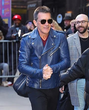 Antonio Banderas Blue Leather Jacket