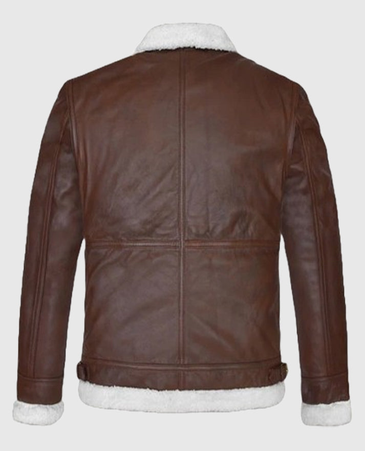 Men's B3 Aviator Spanish Brown Leather Jacket - second image