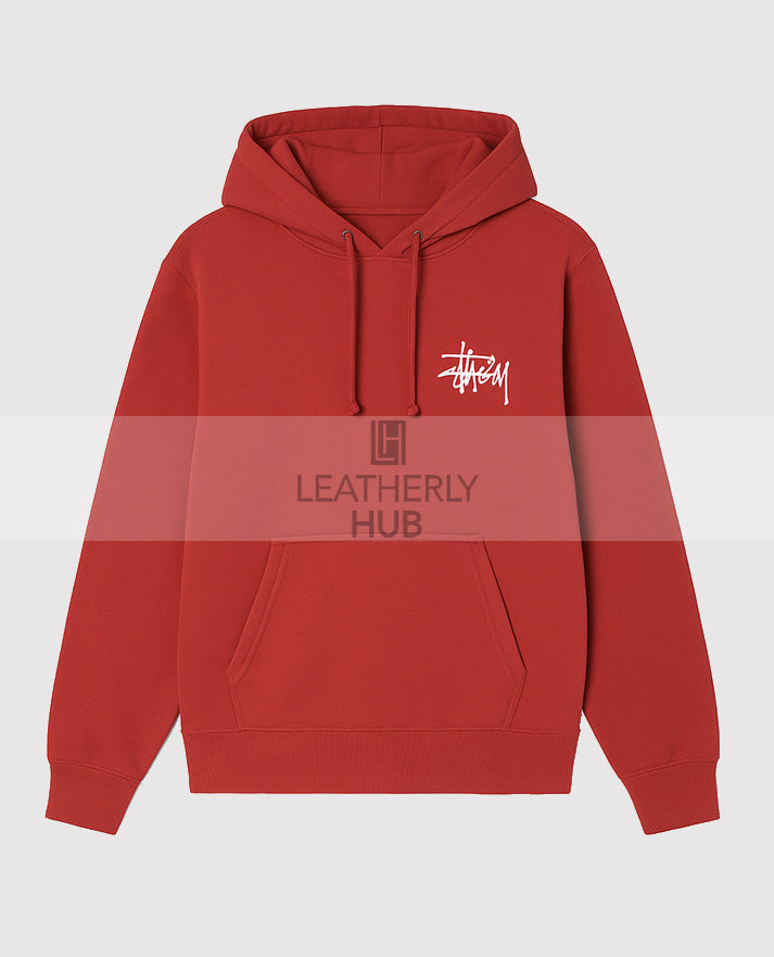 Basic Stussy Red Pullover Hoodie