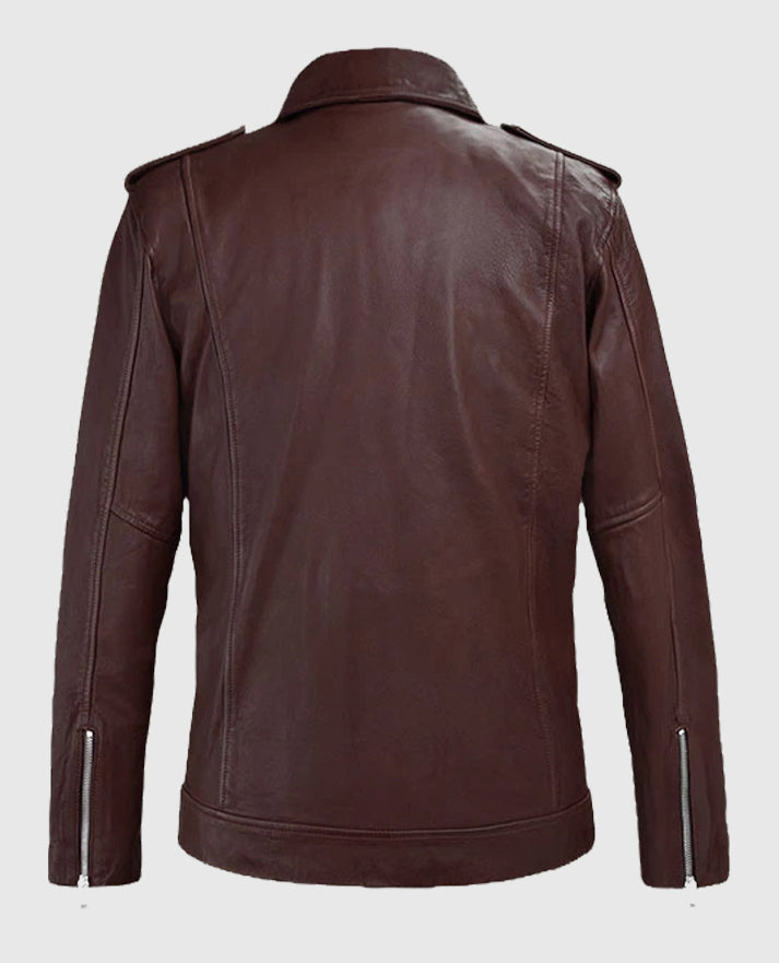 Beast Burgundy Biker Leather Jacket