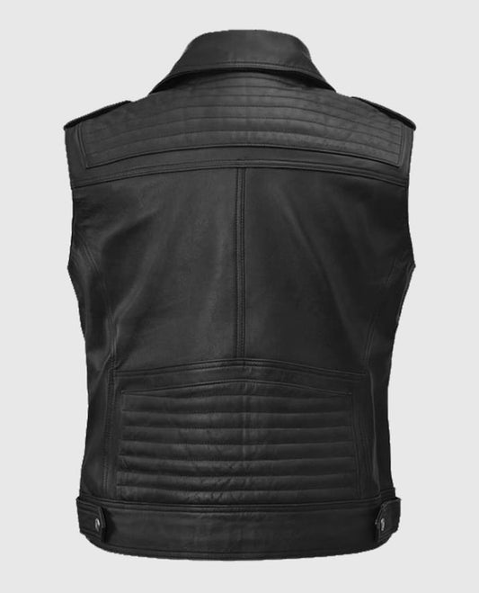 Black Bikers Quilted Leather Vest