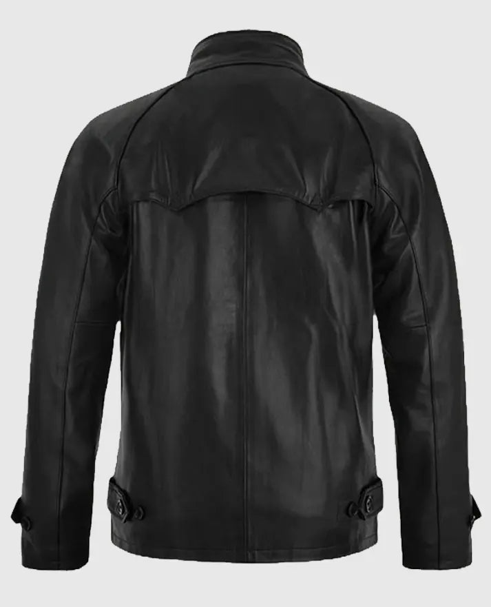 Black Cafe Racer Leather Jacket 