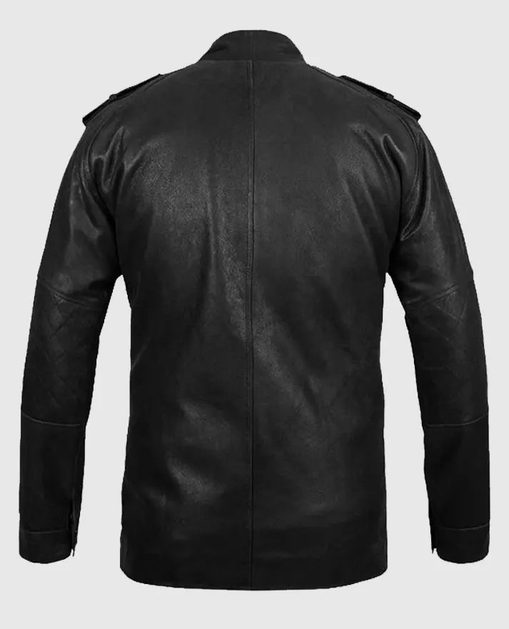 Men’s Black Motorcycle leather Jacket  - second image