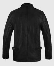 Black Racer Stripe Leather Jacket