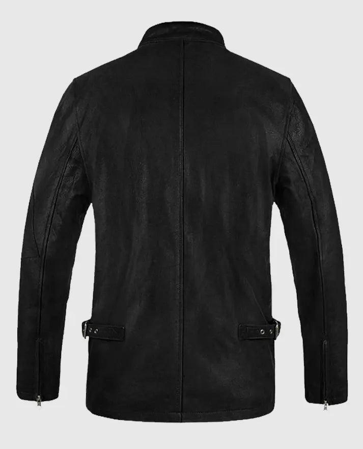 Black Racer Stripe Leather Jacket