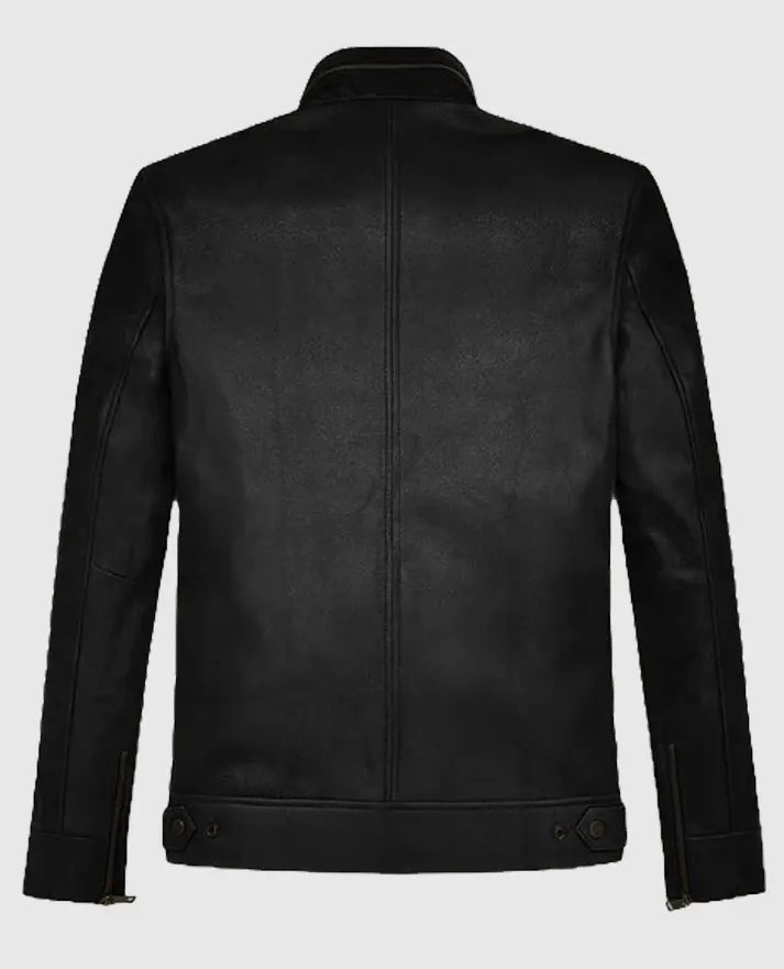 Black Tactical Field Leather Jacket