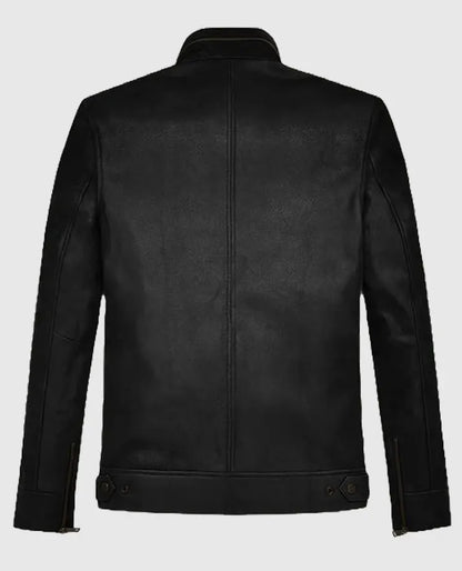 Black Tactical Field Leather Jacket