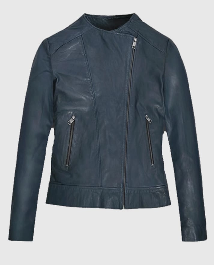 Soft Winsor Blue Washed & Wax Leather Jacket - second image