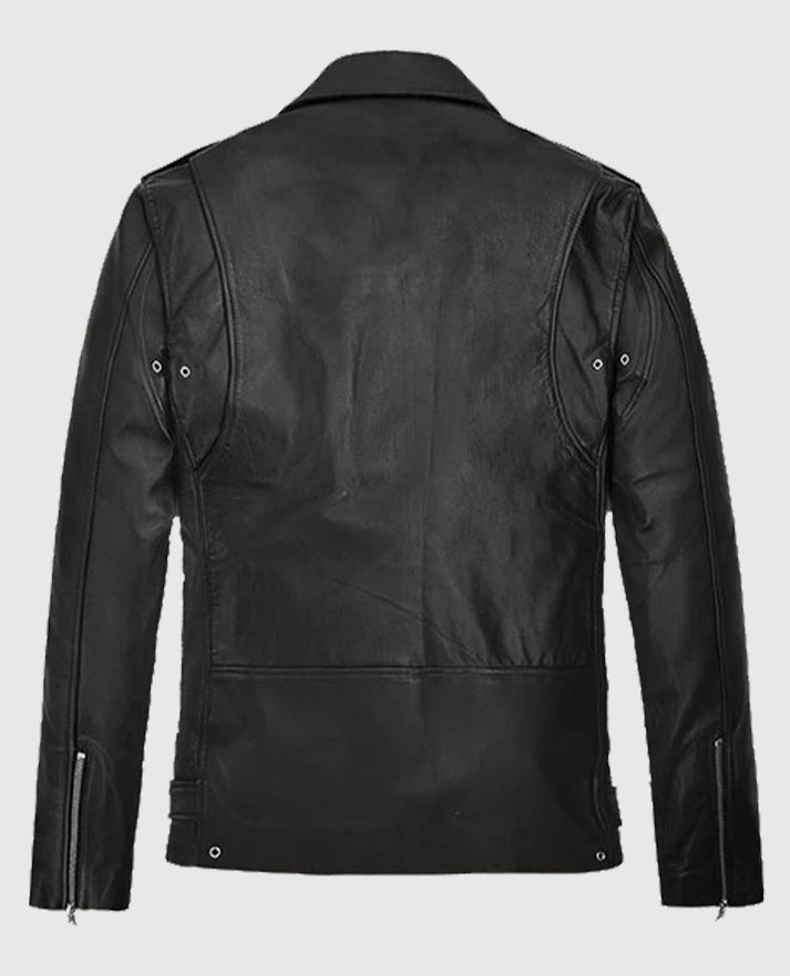 Bruno Mars Black Leather Biker Jacket
