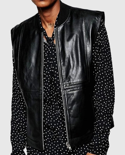 Casual Black Leather Vest