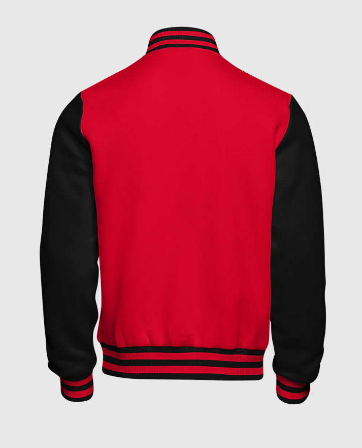 Casual Red and Black Letterman Jacket