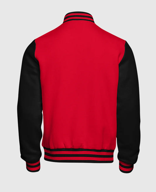 Casual Red and Black Letterman Jacket
