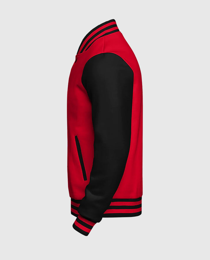 Casual Red and Black Letterman Sports Jacket