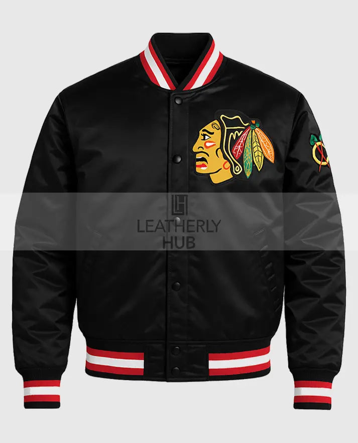 Chicago Blackhawks Starter Black Satin Jacket