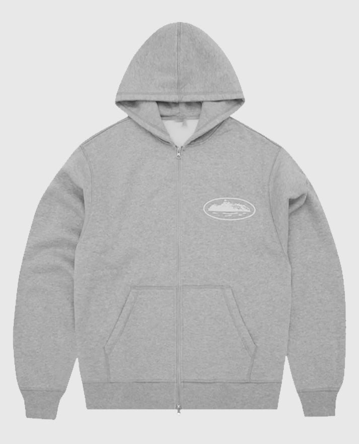 Corteiz Island Gray Zip Hoodie