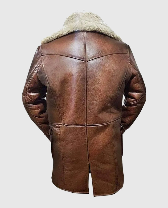 Dark Knight Rises Tom Hardy Shearling Leather Coat - second image