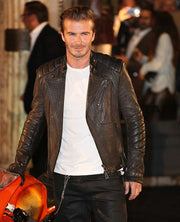 David Beckham Black Leather Jacket