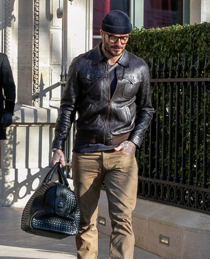 David Beckham Brown Sheepskin Leather Jacket 