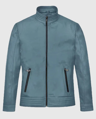 Davin Men’s Blue Leather jacket