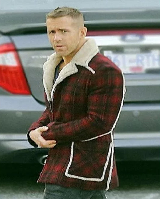 Deadpool Ryan Reynolds Red Shearling Jacket
