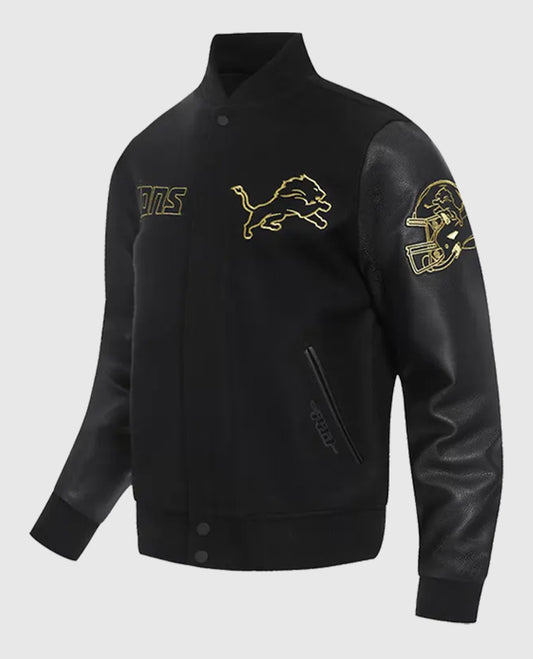 Detroit Lions Black & Gold Varsity Jacket