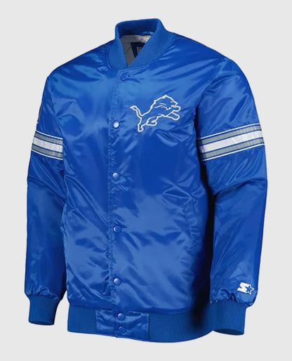 Detroit Lions The Pick and Roll Blue Satin Jacket