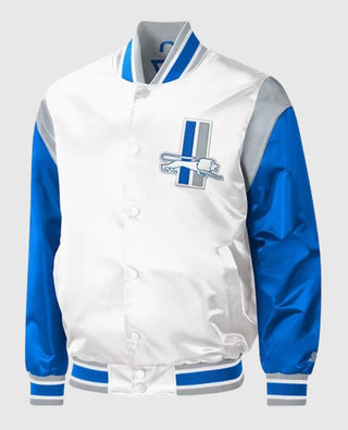 Detroit Lions Throwback Warm Up Pitch Varsity Satin Jacket