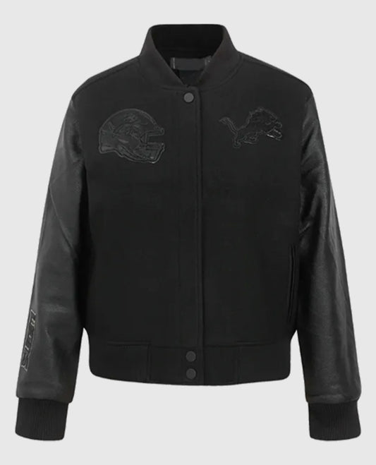 Detroit Lions Triple Black Varsity Jacket