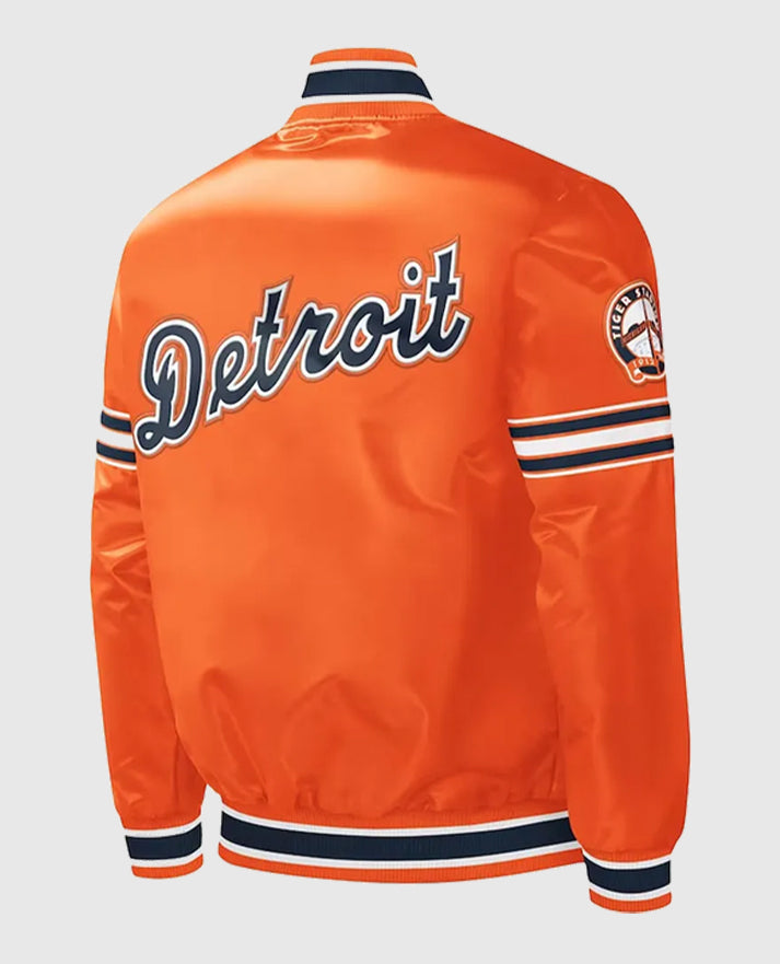 Detroit Tigers Orange Varsity Satin Jacket