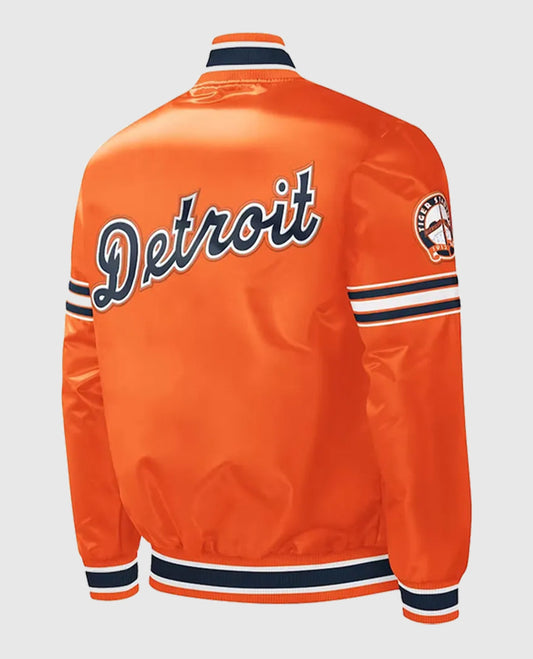 Detroit Tigers Orange Varsity Satin Jacket
