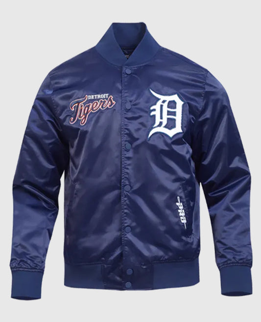 Detroit Tigers Souvenir Blue Satin Jacket