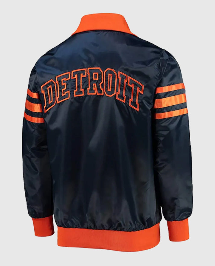 Detroit Tigers The Captain III Navy Blue Varsity Satin Jacket
