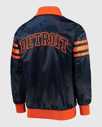 Detroit Tigers The Captain III Navy Blue Varsity Satin Jacket
