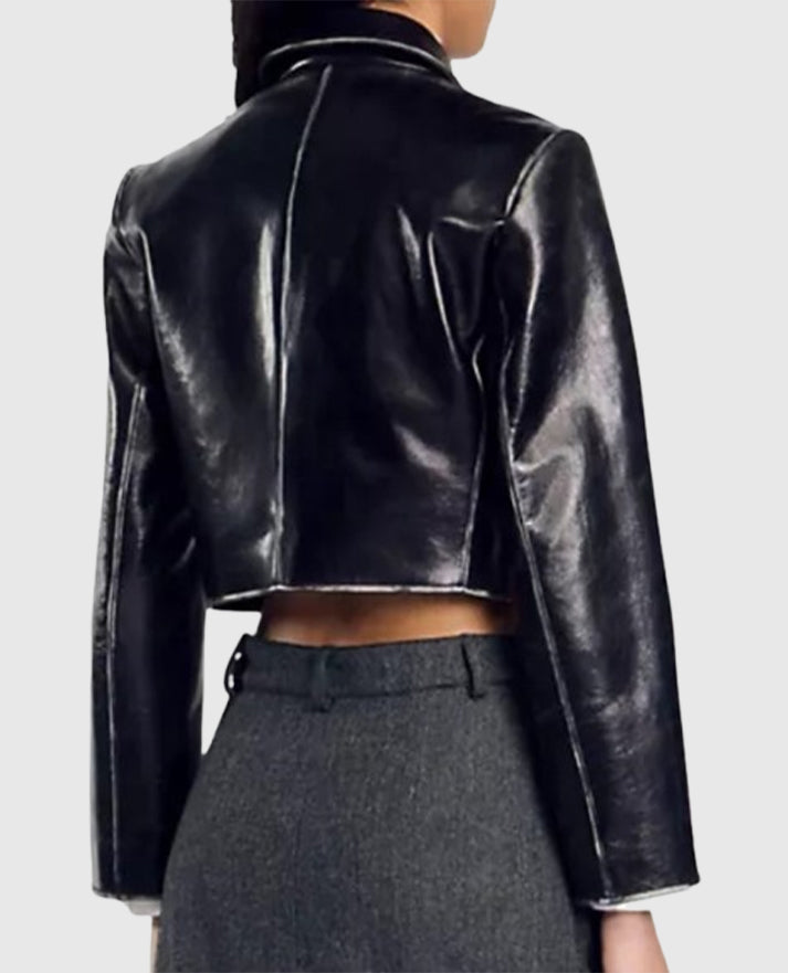 Drew Barrymore Show Christina Ricci Black  Leather Jacket