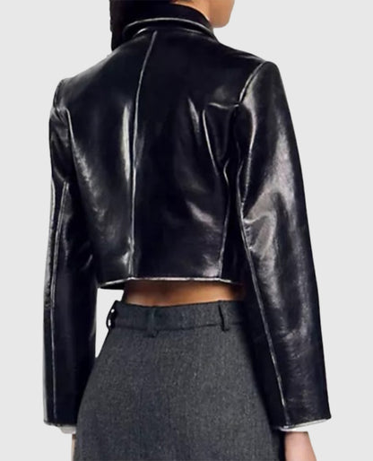 Drew Barrymore Show Christina Ricci Black  Leather Jacket