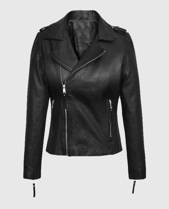 Elsa Pataky Black Leather Biker Jacket