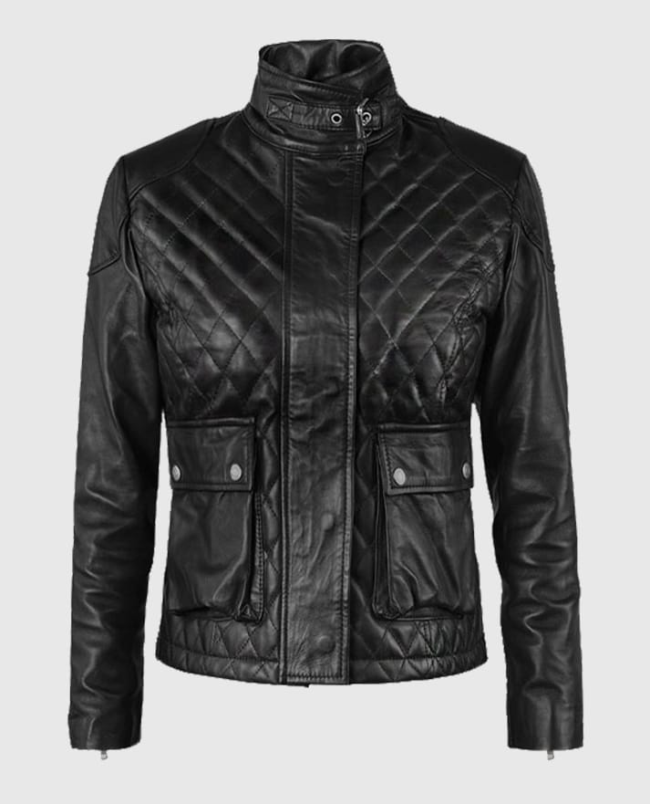 Emily Blunt Black Leather Jacket
