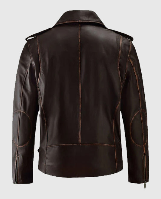 Enforcer Dark Brown Biker Leather Jacket
