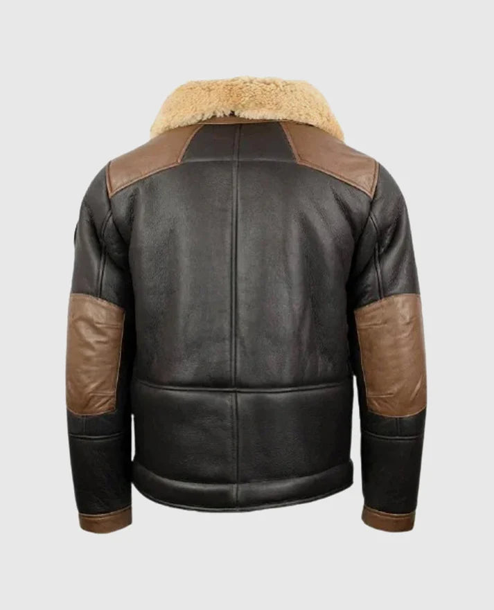 Men's F-35 Aviator Chocolate Sheepskin Jacket - second image