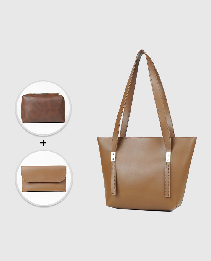 Falcon Brown Tote Set of 3 Bags 