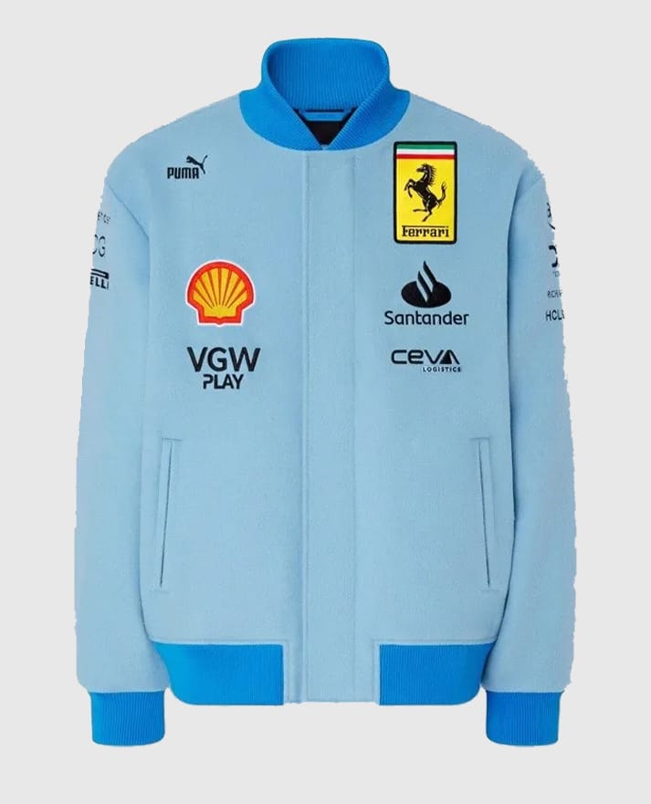 Ferrari Blue Miami Grand Prix Varsity Jacket