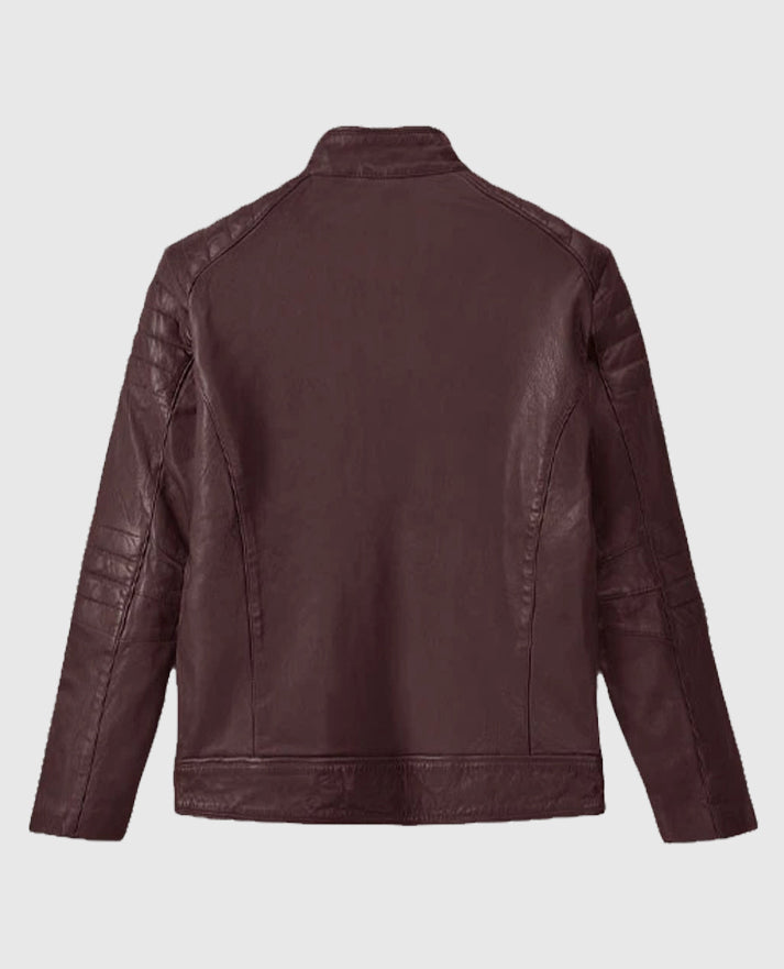 Men's Firefly Moto Burgundy Biker Leather Jacket - second image