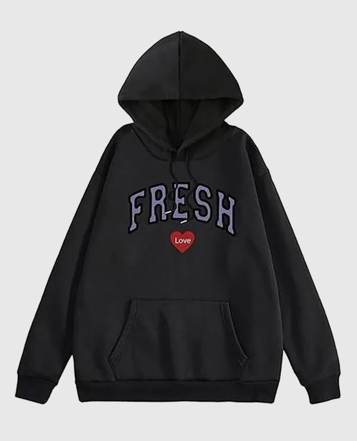 Fresh Love Unisex Pull-Over Black Hoodie