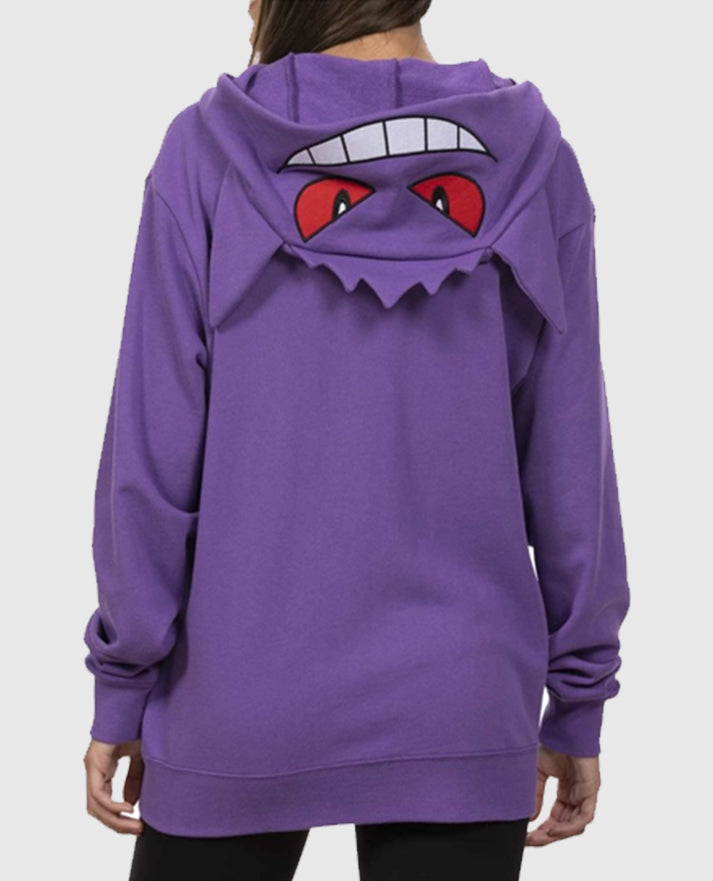 Gengar Themed French Terry Zip-Up Hoodie