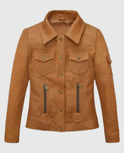 Gigi Hadid Tan Leather Jacket