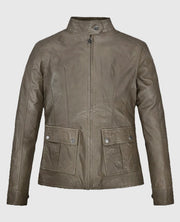 Gray Washed & Wax Scarlett Johansson Leather Jacket