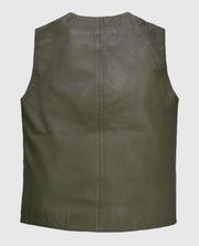 Green Washed and Wax Leather Vest