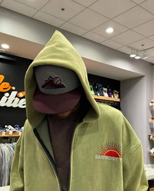 Gv Gallery Raspberry Hills Zip-Up Green Hoodie