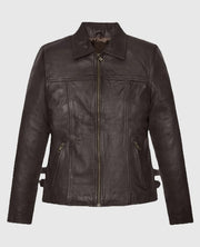Hailey Baldwin Bieber Brown Leather Jacket
